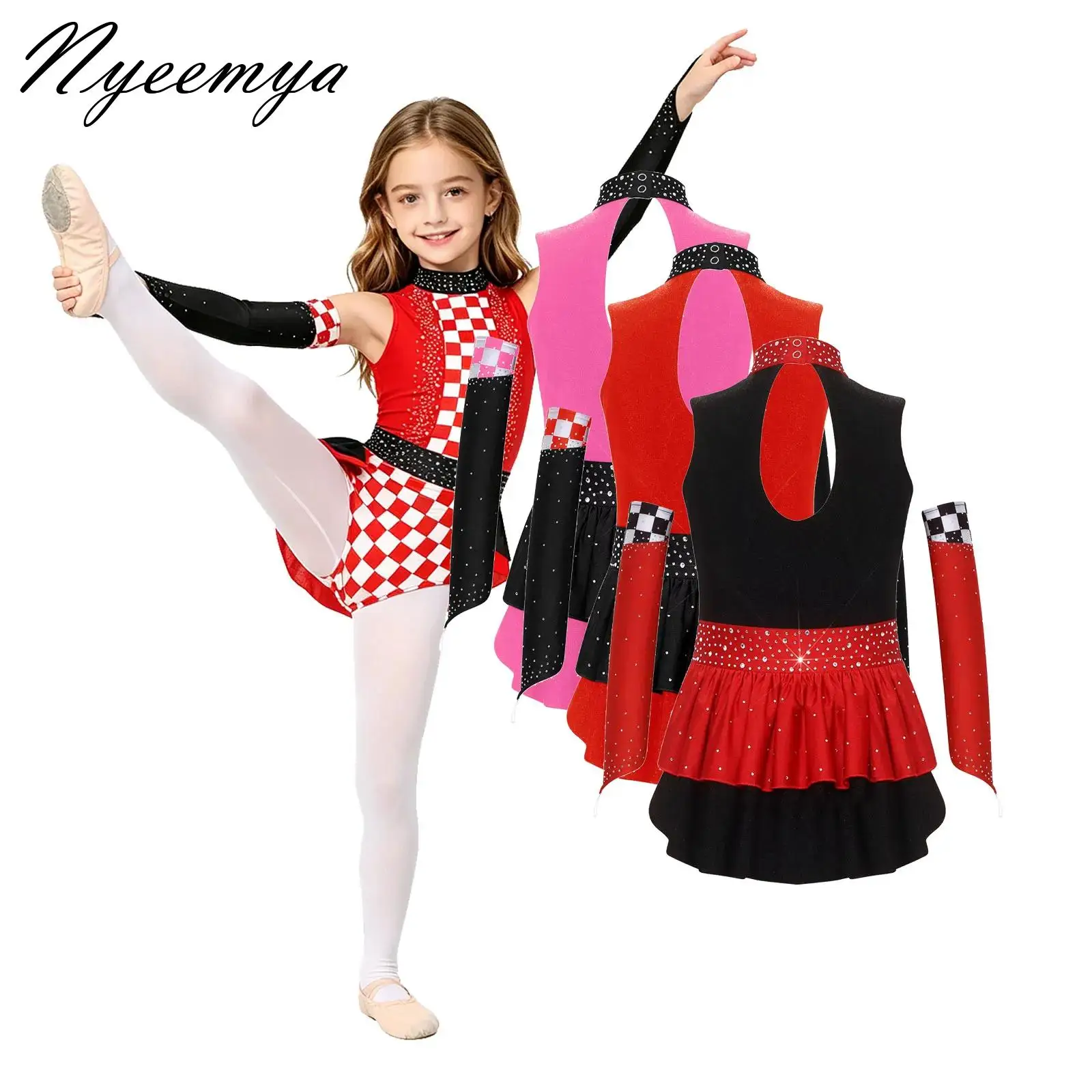 Kids Girls Racer Dress Clown Costumes Jumpsuit Sparkly Sleeveless Plaid Pattern Overlay Bodysuit for Gymnastics Ballet Jumpsuit
Kids Girls Racer Dress Clown Costumes Jumpsuit Sparkly Sleeveless Plaid Pattern Overlay Bodysuit for Gymnastics Ballet Jumpsuit