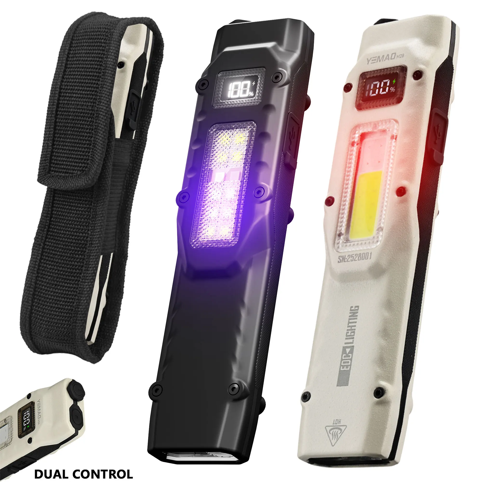 800LM USB Tactical Flashlight Waterproof COB Work Light W/Dual Switch & UV/Red Light for Camping Emergency Outdoor Activities
800LM USB Tactical Flashlight Waterproof COB Work Light W/Dual Switch & UV/Red Light for Camping Emergency Outdoor Activities
