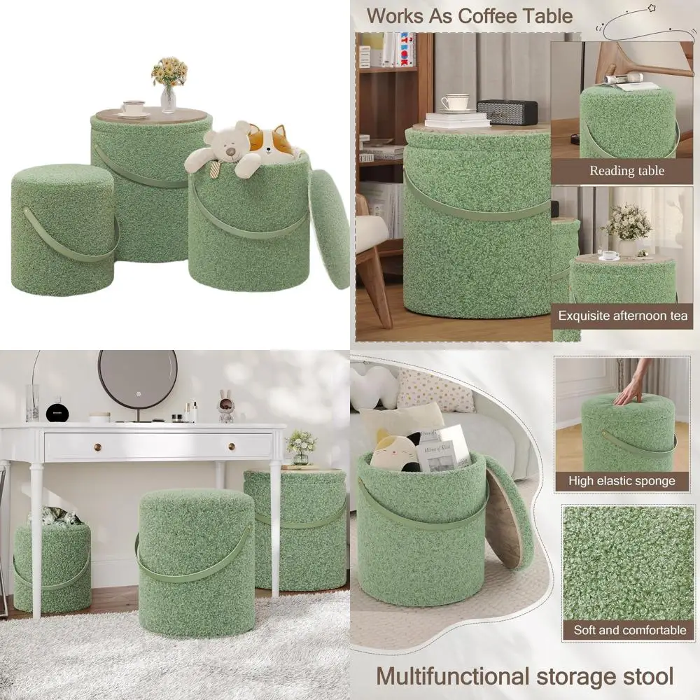 Storage Ottoman Set of 3, Handled Coffee Table Ottoman, Living Room Footstools, Tray-Top Coffee Table, Bedroom Vanity Stool with
Storage Ottoman Set of 3, Handled Coffee Table Ottoman, Living Room Footstools, Tray-Top Coffee Table, Bedroom Vanity Stool with