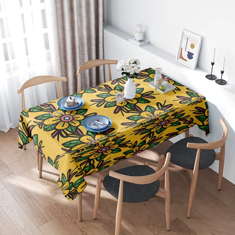 Yellow Floral TableclothModern Decorative Kitchen Dining Rug Mat for Home Use Bright Fresh Colorful Flower Design Rectangle Tabl
Yellow Floral TableclothModern Decorative Kitchen Dining Rug Mat for Home Use Bright Fresh Colorful Flower Design Rectangle Tabl