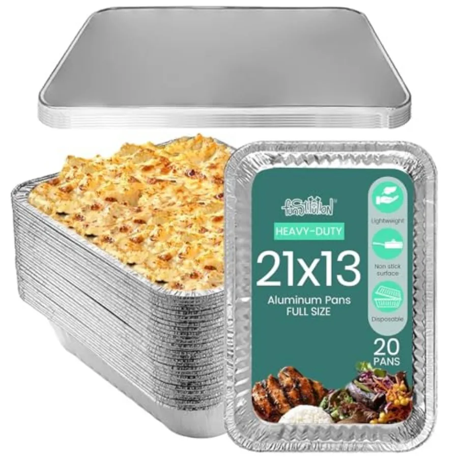 Full Size Large Aluminum Foil Pans 20 Pack - Full Size Large Tin Foil Pans High Heat Conductivity - Disposable Cookware For Bak
Full Size Large Aluminum Foil Pans 20 Pack - Full Size Large Tin Foil Pans High Heat Conductivity - Disposable Cookware For Bak