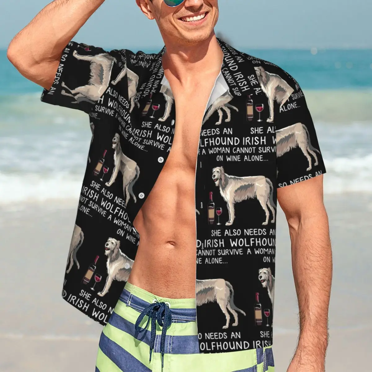 Irish Wolfhound And Wine Funny Dog Hawaiian Shirts Casual Men Short Sleeve Shirt for Summer Beach Men's Button Tops
Irish Wolfhound And Wine Funny Dog Hawaiian Shirts Casual Men Short Sleeve Shirt for Summer Beach Men's Button Tops