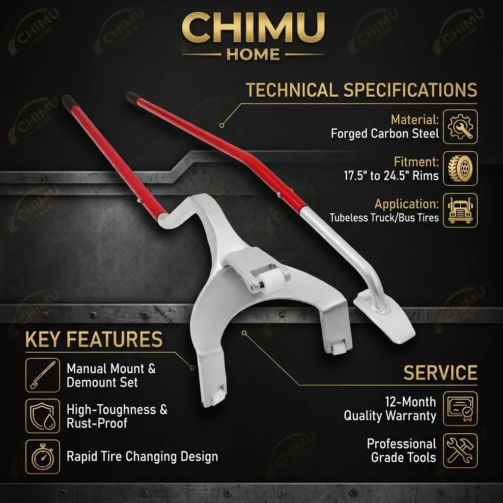 【CHIMU HOME】 Professional Truck Tire Lever Tubeless Tyre Kit for 17.5" to 24.5" Manual Changing Mount Demount Tools
【CHIMU HOME】 Professional Truck Tire Lever Tubeless Tyre Kit for 17.5" to 24.5" Manual Changing Mount Demount Tools