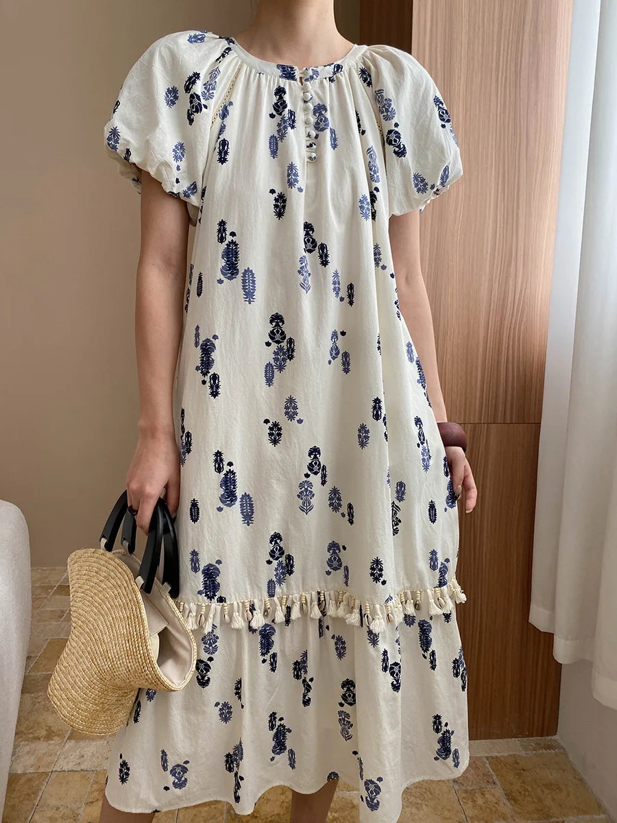 2025 Summer Women's Midi Dress Boho Retro Printed Dresses Round Neck Short Sleeve Casual Beach Holiday Dress
2025 Summer Women's Midi Dress Boho Retro Printed Dresses Round Neck Short Sleeve Casual Beach Holiday Dress