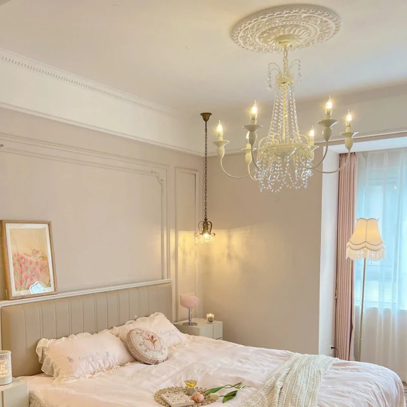 French medieval cream style living room crystal chandelier light luxury retro bedroom princess room main lamp dining room lamp
French medieval cream style living room crystal chandelier light luxury retro bedroom princess room main lamp dining room lamp