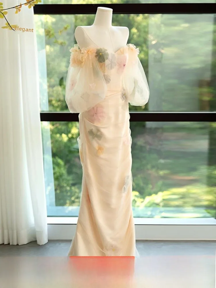 Ele One-oulder Wedding Dr Fi-Tail Gown for Engagement And Bridal Outfits with 3D Flowers Zipper Closure Mid-Waist
Ele One-oulder Wedding Dr Fi-Tail Gown for Engagement And Bridal Outfits with 3D Flowers Zipper Closure Mid-Waist