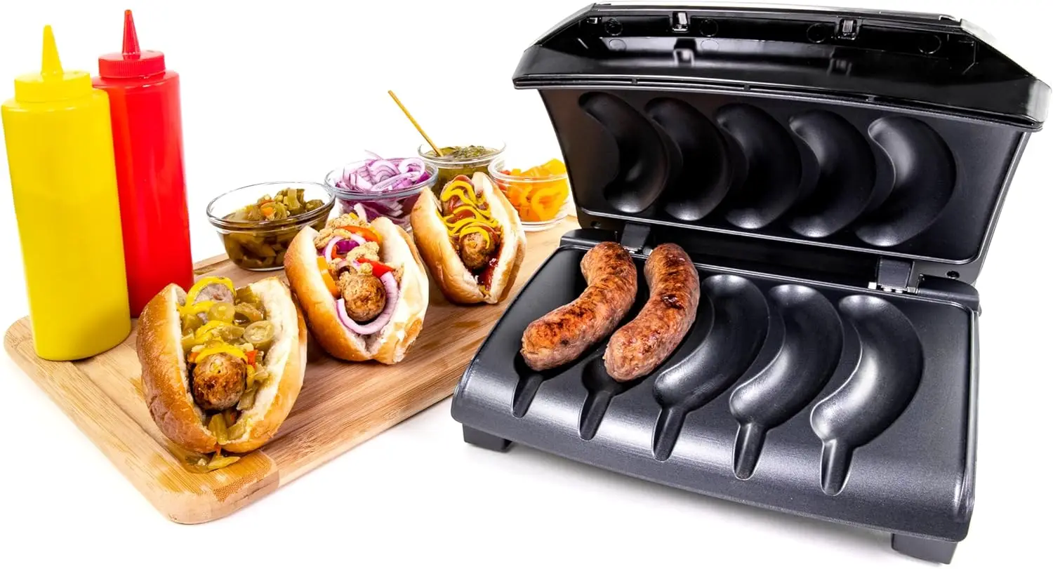 Homecraft Electric Sausage & Brat Grill with Oil Drip Tray, Carry Handle, and Cord Storage, up to 5 Links of Beef, Turkey
Homecraft Electric Sausage & Brat Grill with Oil Drip Tray, Carry Handle, and Cord Storage, up to 5 Links of Beef, Turkey