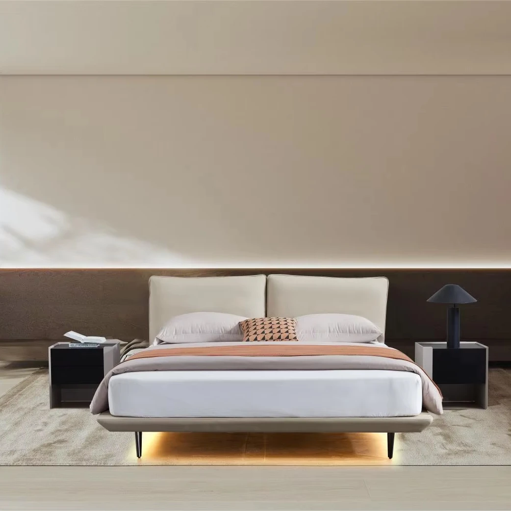 Modern Simple and Comfortable Soft Double Bed COZMO Wooden Synthetic Leather Bed Normal 2 Step Bed Nordic Style 180x200 903
Modern Simple and Comfortable Soft Double Bed COZMO Wooden Synthetic Leather Bed Normal 2 Step Bed Nordic Style 180x200 903