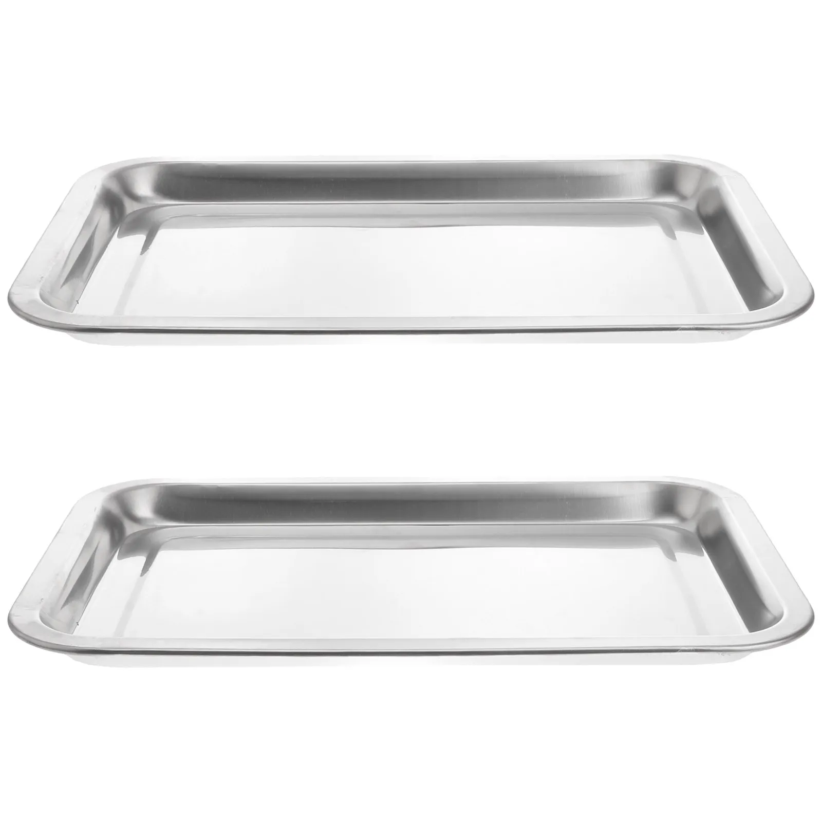 2Pcs Stainless Steel Food Tray Rectangular Holder for Dessert Bread Bbq Use Rustic Silver Surface Easy to Hold Convenient
2Pcs Stainless Steel Food Tray Rectangular Holder for Dessert Bread Bbq Use Rustic Silver Surface Easy to Hold Convenient