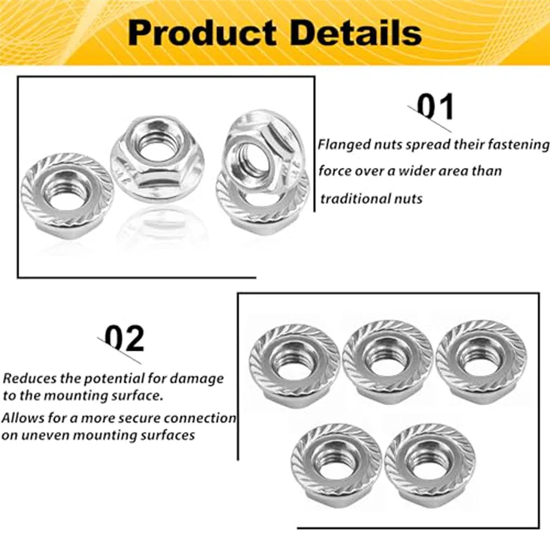 B-Est 55 Pack M6 Hexagon Flange Nuts Serrated Flange Hex Nuts, Fit For DIY Home Mechanism M6-1Mm
B-Est 55 Pack M6 Hexagon Flange Nuts Serrated Flange Hex Nuts, Fit For DIY Home Mechanism M6-1Mm