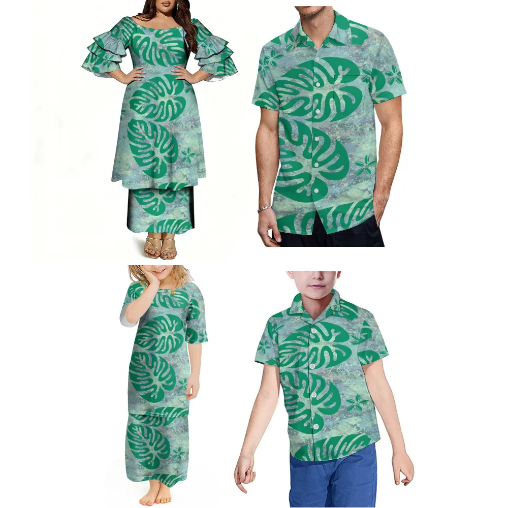 Floral-Printed Tribal Design Polynesian Custom Family Wear Samoa Lady'S Puletasi Style Skirt And Men'S Short-Sleeved Shirt
Floral-Printed Tribal Design Polynesian Custom Family Wear Samoa Lady'S Puletasi Style Skirt And Men'S Short-Sleeved Shirt