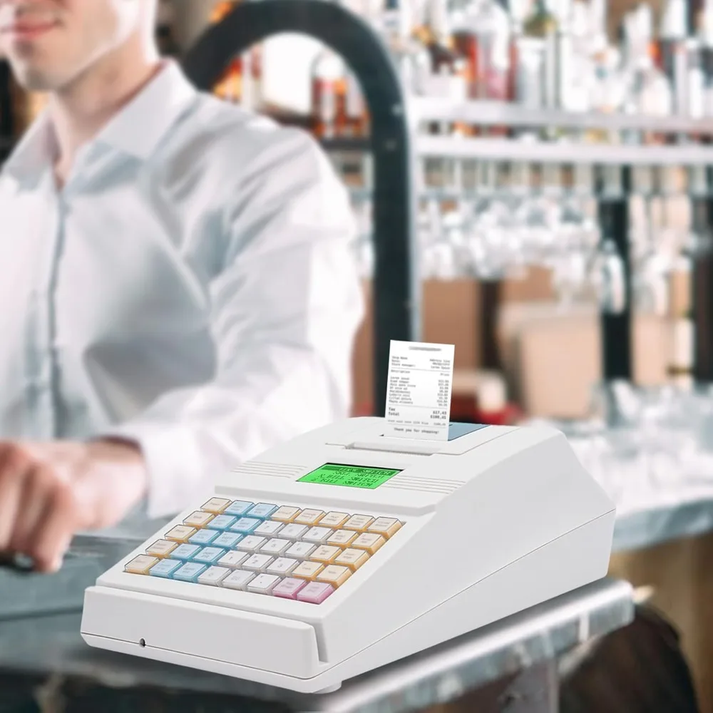 40 Keys LCD Electronic Menu Based Control System Cash Register with Drawer Box Cash Register for Small Businesses (White)
40 Keys LCD Electronic Menu Based Control System Cash Register with Drawer Box Cash Register for Small Businesses (White)