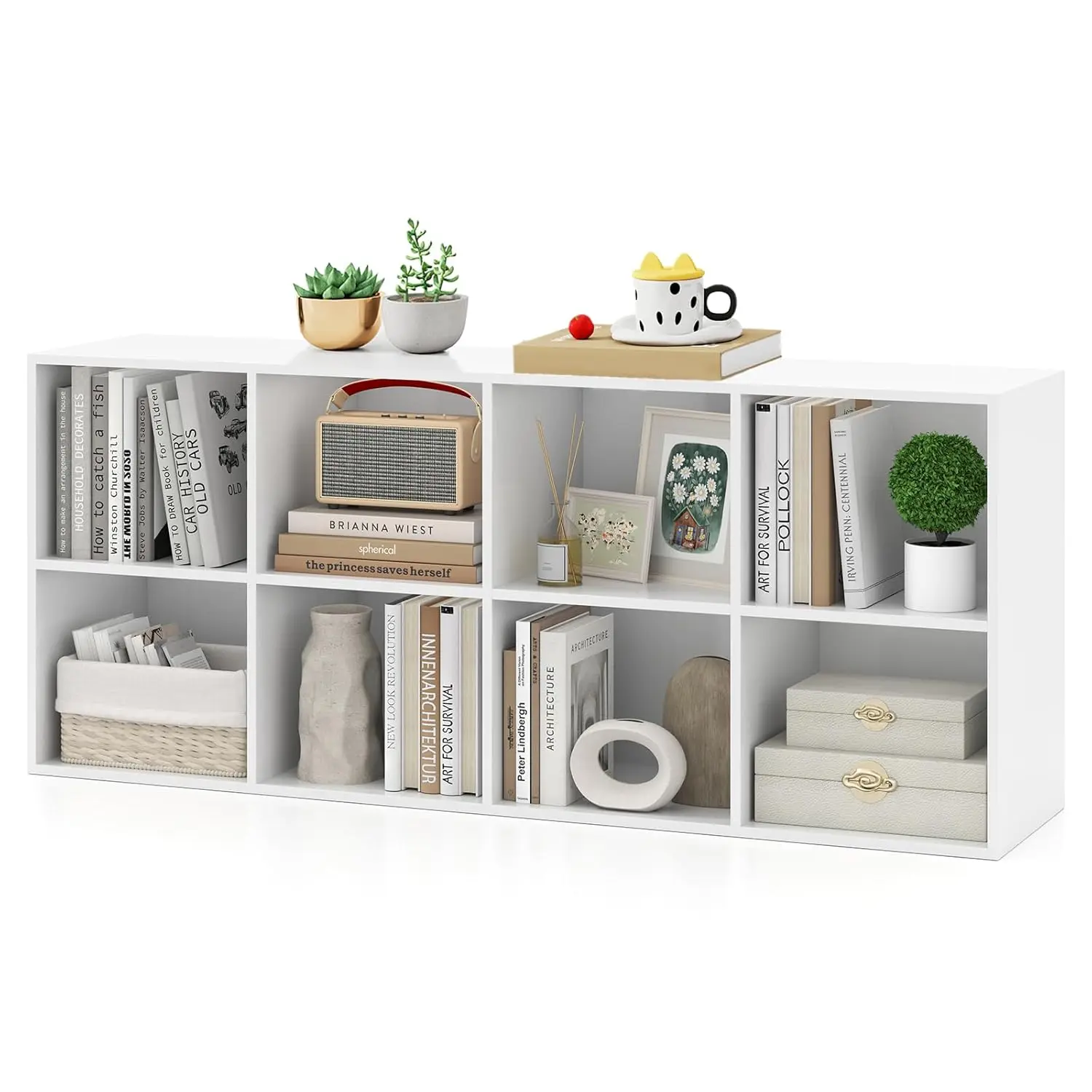 8 Cube 2 Tier Display Shelf w/Open Storage Anti-Tipping Kit Wooden Bookcase Living Room Bedroom Office White Customized
8 Cube 2 Tier Display Shelf w/Open Storage Anti-Tipping Kit Wooden Bookcase Living Room Bedroom Office White Customized