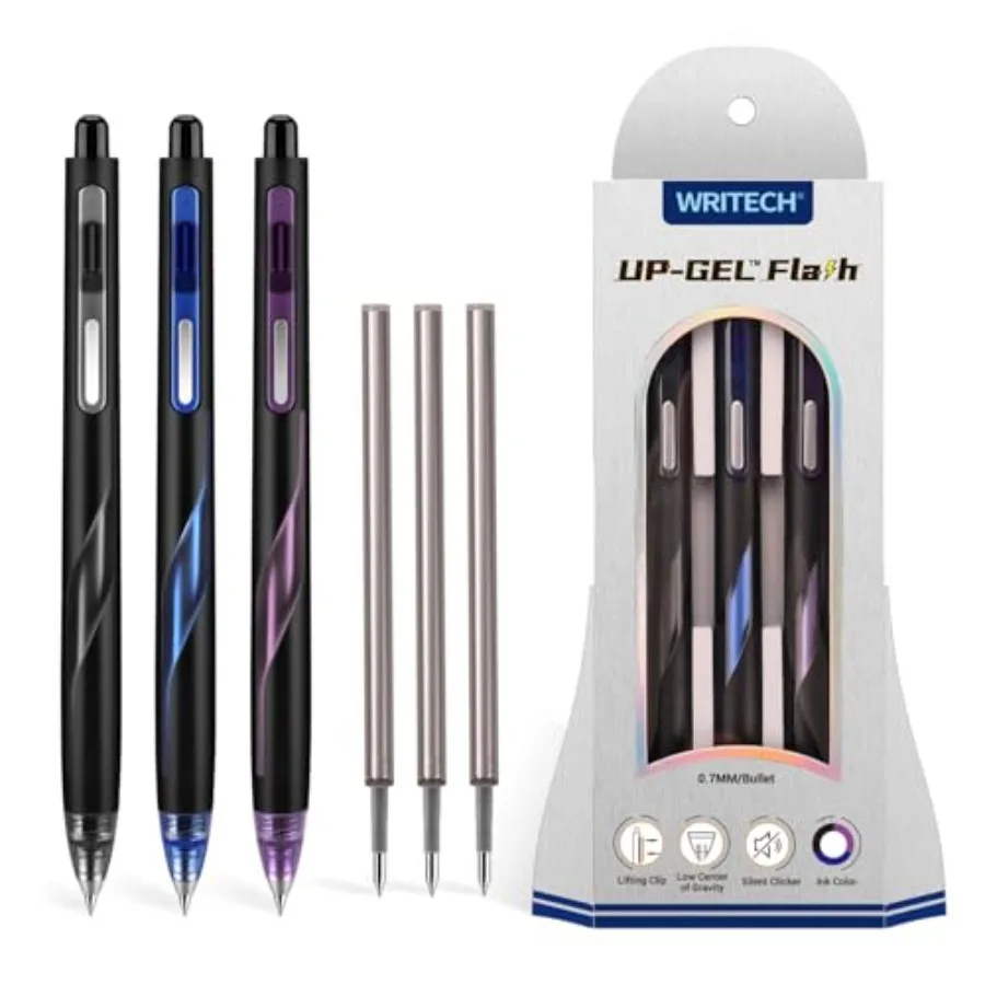 Retractable Gel Ink Pens: Low Center of Gravity 0.7mm Multicolor Medium Point with Refills Silent Click No Smear Pen Blue Purpl
Retractable Gel Ink Pens: Low Center of Gravity 0.7mm Multicolor Medium Point with Refills Silent Click No Smear Pen Blue Purpl