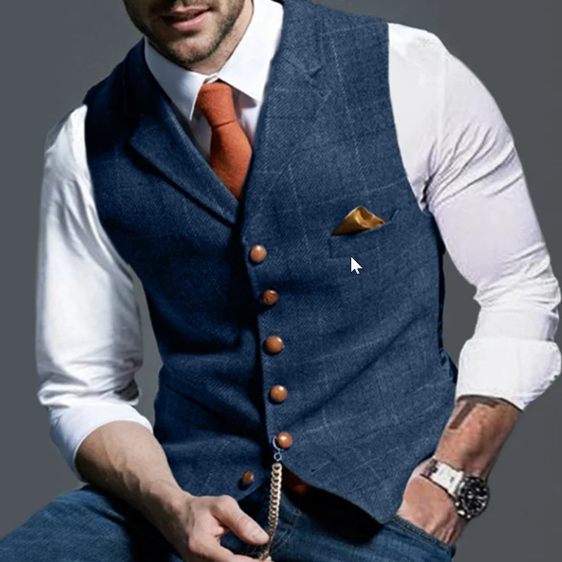 Mens Business Suit Vest Lapel V Neck Wool Plaid Casual Brown Waistcoat Casual Formal Groomsman Jacket For Wedding Clothing MY395
Mens Business Suit Vest Lapel V Neck Wool Plaid Casual Brown Waistcoat Casual Formal Groomsman Jacket For Wedding Clothing MY395