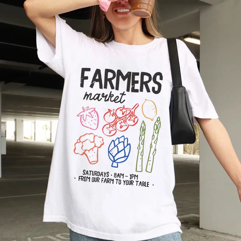 Farmers Market Short Sleeved T-Shirt Printed Cartoon Summer Travel Vacation Top Clothing Pattern Street Regular White T-Shirt
Farmers Market Short Sleeved T-Shirt Printed Cartoon Summer Travel Vacation Top Clothing Pattern Street Regular White T-Shirt
