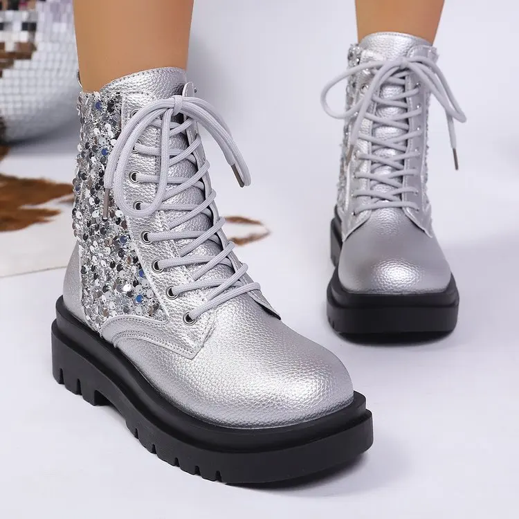 Women's Platform Short Boots in Autumn Winterincreased Fashion Rain Boots Sequined Decorative Plus Size Round Head Fashion Boots
Women's Platform Short Boots in Autumn Winterincreased Fashion Rain Boots Sequined Decorative Plus Size Round Head Fashion Boots
