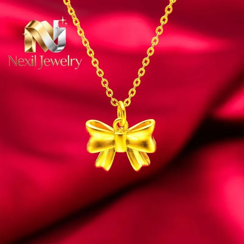 Nexil Jewelry 24K Gold Bowknot Women's Necklace, AU999 Pure Gold - Vietnam Chain Style, Bowknot Texture + Sand Gold Refraction
Nexil Jewelry 24K Gold Bowknot Women's Necklace, AU999 Pure Gold - Vietnam Chain Style, Bowknot Texture + Sand Gold Refraction