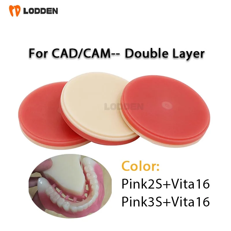 Lodden Double Layer PMMA Block Disc 25-30mmfor CAD/CAM Dental Laboratory Resin Dentist Denture Material Pink2S/3S+VITA16 Color
Lodden Double Layer PMMA Block Disc 25-30mmfor CAD/CAM Dental Laboratory Resin Dentist Denture Material Pink2S/3S+VITA16 Color