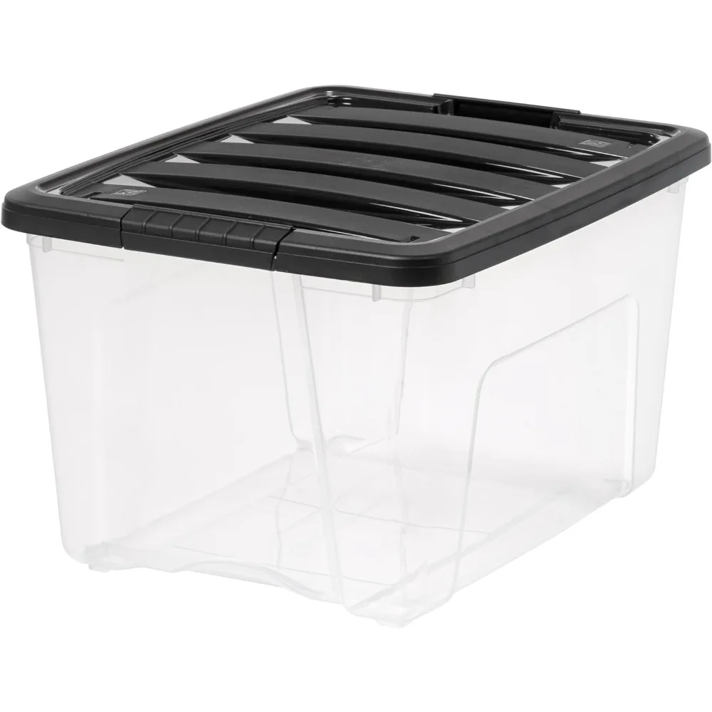 40 Qt Stackable Plastic Storage Bins with Lids, 4 Pack - BPA-Free, Made in USA - See-Through Organizing Solution, Latches
40 Qt Stackable Plastic Storage Bins with Lids, 4 Pack - BPA-Free, Made in USA - See-Through Organizing Solution, Latches