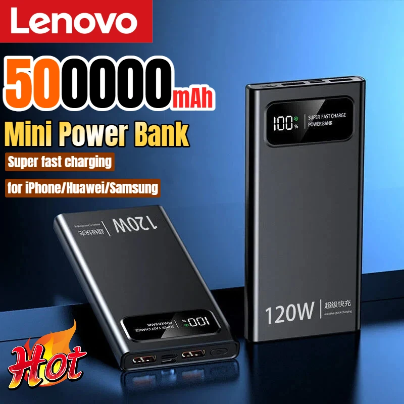 Lenovo 500000mAh Power Bank 120W High Capacity Digital Display Super Fast Charging Powerbank For iPhone Huawei Samsung 2026 New
Lenovo 500000mAh Power Bank 120W High Capacity Digital Display Super Fast Charging Powerbank For iPhone Huawei Samsung 2026 New