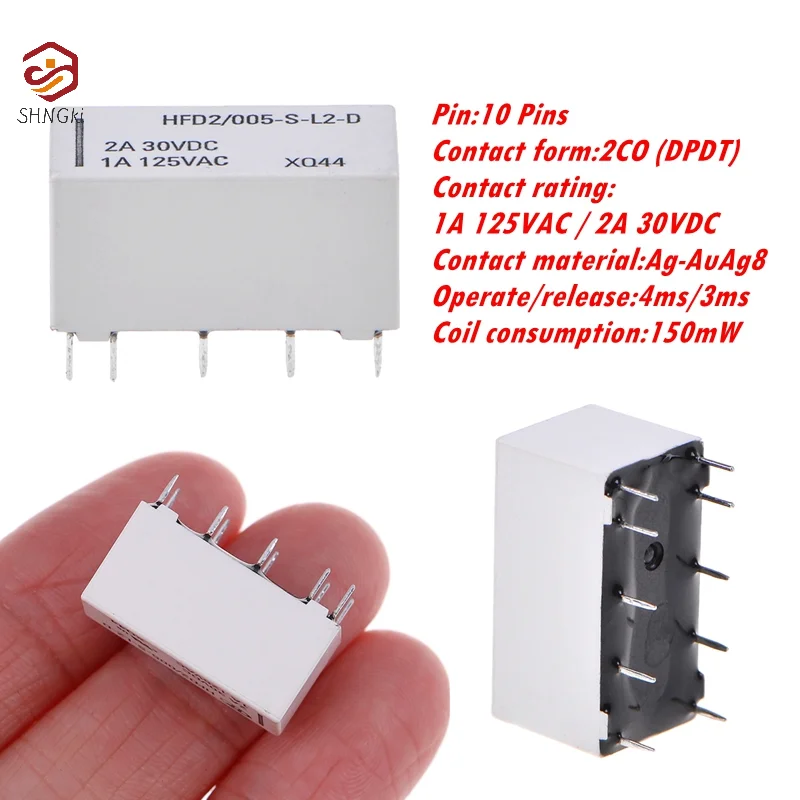 1Pcs 5V DPDT 30VDC 2A 1A 125VAC HFD2/005-S-L2-D Realy
1Pcs 5V DPDT 30VDC 2A 1A 125VAC HFD2/005-S-L2-D Realy