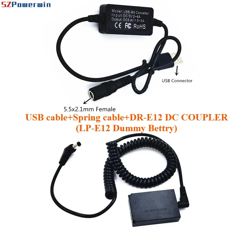 SZPowerwin Кабель USB или USB-C + Пружинный кабель + Соединитель DR-E12 DC LP-E12 Фиктивный аккумулятор для Canon EOS MM1 M2 M10 M5O M100 M200
SZPowerwin Кабель USB или USB-C + Пружинный кабель + Соединитель DR-E12 DC LP-E12 Фиктивный аккумулятор для Canon EOS MM1 M2 M10 M5O M100 M200