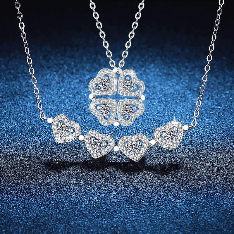 Platinum PT950 18K Gold Necklace with Moissanite Pendant, Paired with Clover D-color Moissanite Light Luxury Necklace
Platinum PT950 18K Gold Necklace with Moissanite Pendant, Paired with Clover D-color Moissanite Light Luxury Necklace
