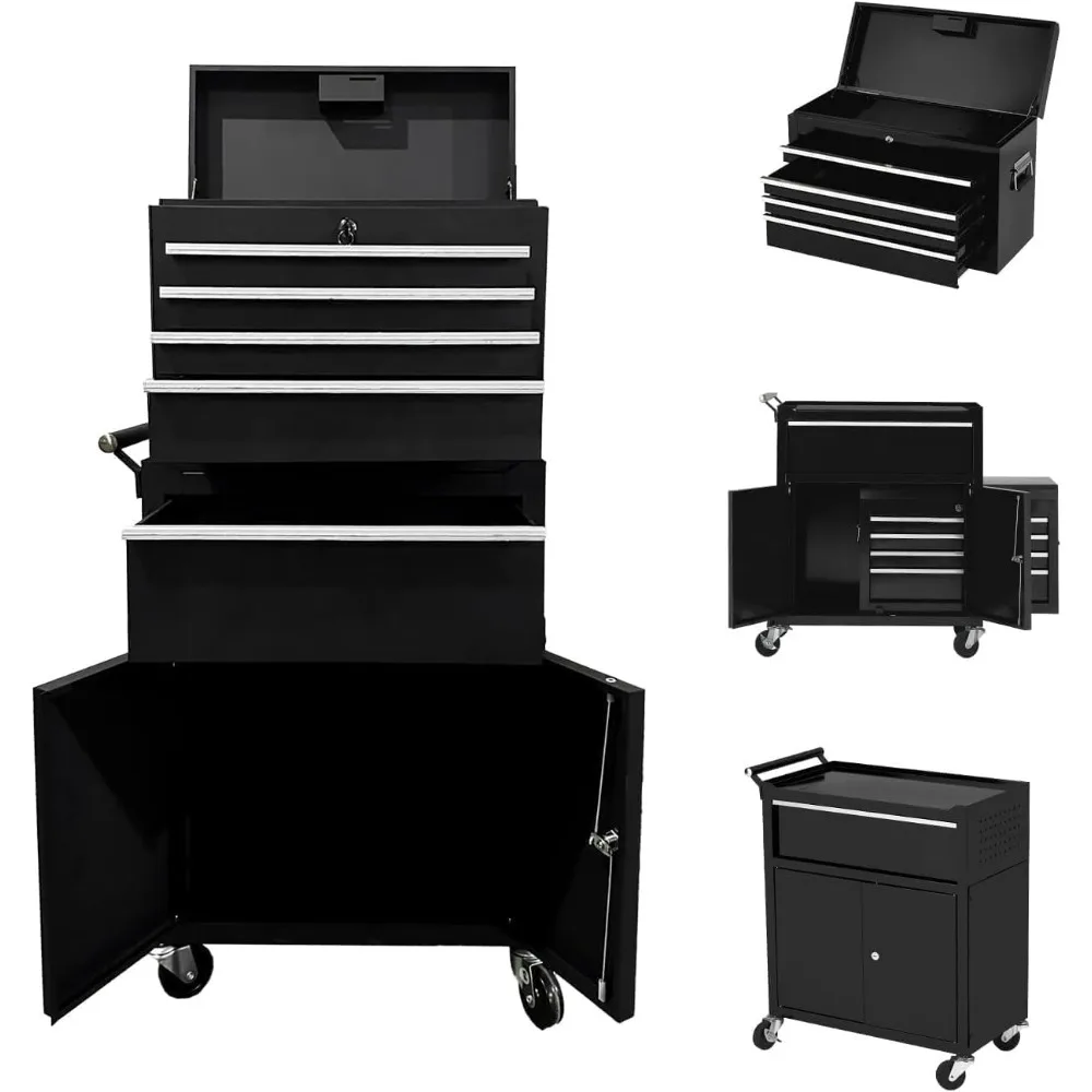 Rolling Tool Chest, 5-Drawers Metal Tool Box Organizer with Lockable Wheels & Detachable Top & Adjustable Shelf, Portable Tool
Rolling Tool Chest, 5-Drawers Metal Tool Box Organizer with Lockable Wheels & Detachable Top & Adjustable Shelf, Portable Tool