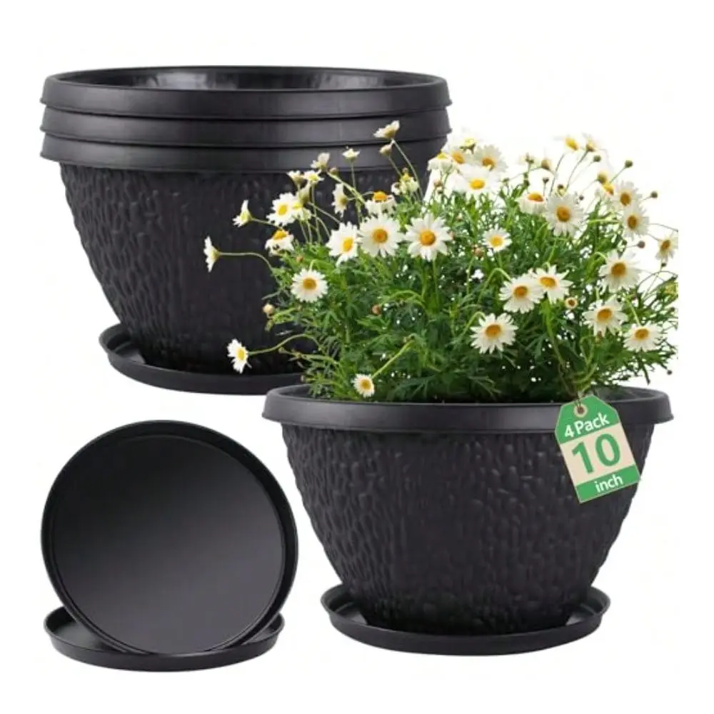 Pack 10 Inch Plant Pots For Outdoor Indoor Durable Flower Pots With Drainage Indoor Outdoor Planters For Herbs Flowers Small Tr
Pack 10 Inch Plant Pots For Outdoor Indoor Durable Flower Pots With Drainage Indoor Outdoor Planters For Herbs Flowers Small Tr