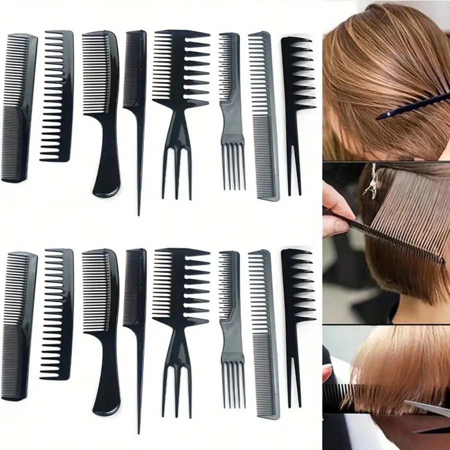 8Pcs Professional Hair Comb Set, Multi-Type Styling Combs For Detangling, Sectioning & Hairdressing
8Pcs Professional Hair Comb Set, Multi-Type Styling Combs For Detangling, Sectioning & Hairdressing
