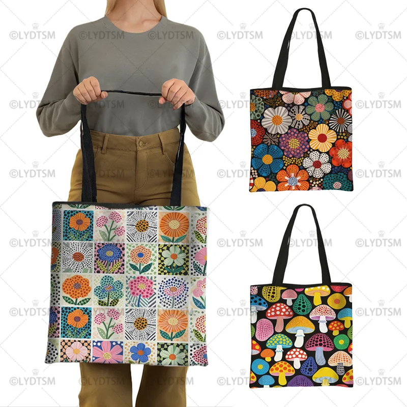Fashion Flower Mushroom Print Shoulder Bag Polka Dots Women Handbags Large Capacity Totes Pop Style Ladies Reusable Shopping Bag
Fashion Flower Mushroom Print Shoulder Bag Polka Dots Women Handbags Large Capacity Totes Pop Style Ladies Reusable Shopping Bag