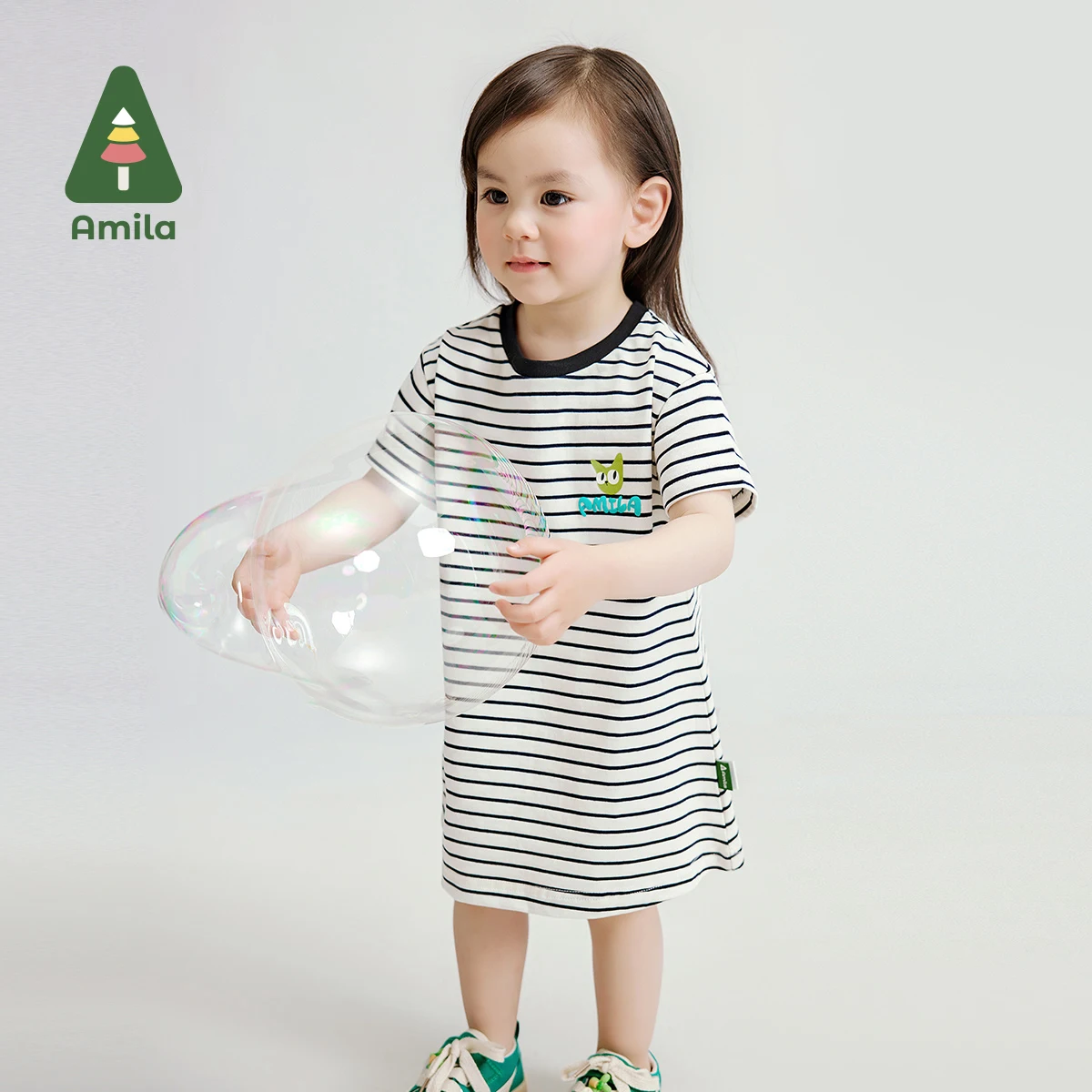 Amila Baby's Dress 2024 Summmer New Girls Striped Dress with Color Blocking Round Neck Classic Casual Cress
Amila Baby's Dress 2024 Summmer New Girls Striped Dress with Color Blocking Round Neck Classic Casual Cress