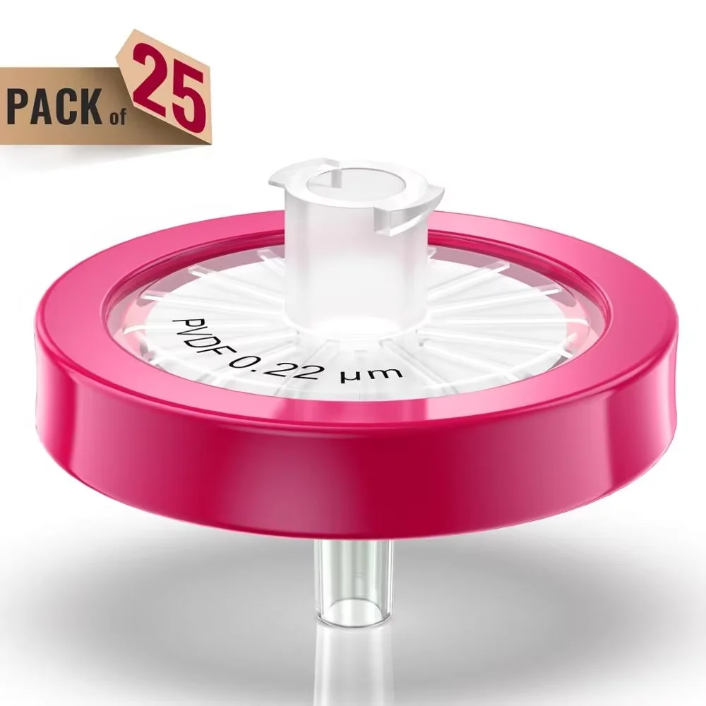 Syringe Filters,Hydrophobic PVDF Membrane 0.22μm Pore Size,25mm Diameter,25 Pcs/100Pcs by Ks-Tek
Syringe Filters,Hydrophobic PVDF Membrane 0.22μm Pore Size,25mm Diameter,25 Pcs/100Pcs by Ks-Tek