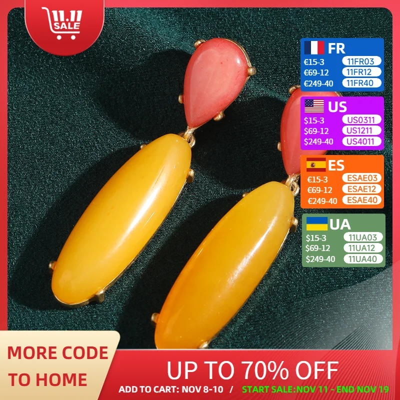Vintage Long Earrings With Stones Natural Orange Yellow Water Droplet Glass Luxury Quality Jewelry Trend 2025 Statement
Vintage Long Earrings With Stones Natural Orange Yellow Water Droplet Glass Luxury Quality Jewelry Trend 2025 Statement