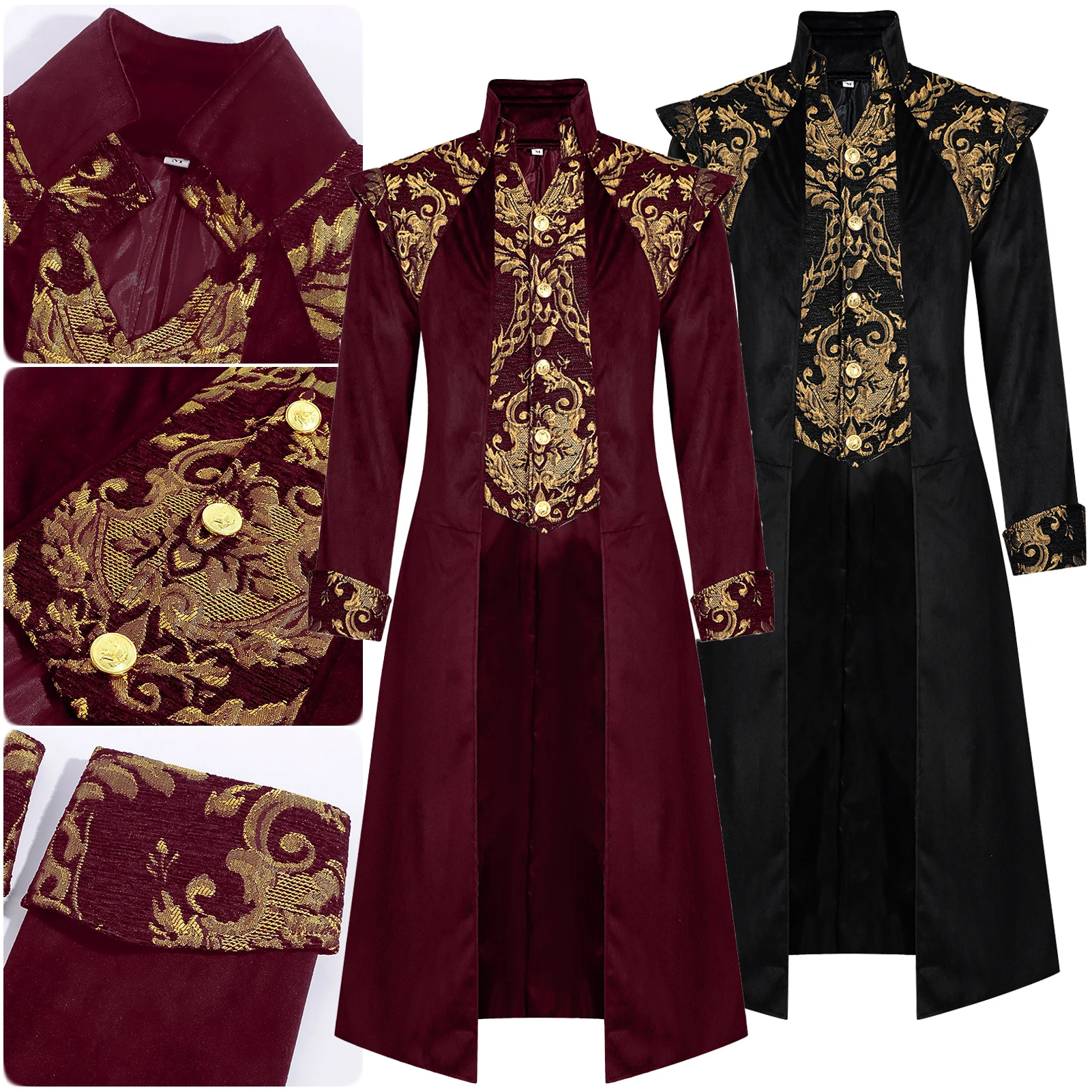 Medieval Prince Vampire Cosplay Fantasy Tuxedo Coat Renaissance Men Costume Disguise Halloween Adult Male Roleplay Party Outfits
Medieval Prince Vampire Cosplay Fantasy Tuxedo Coat Renaissance Men Costume Disguise Halloween Adult Male Roleplay Party Outfits