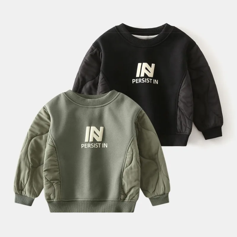 HoneyCherry Boys' Fleece - Lined Sweatshirt, New Autumn and Winter Style Patchwork Fashion Thickened Children's Pullover Top
HoneyCherry Boys' Fleece - Lined Sweatshirt, New Autumn and Winter Style Patchwork Fashion Thickened Children's Pullover Top