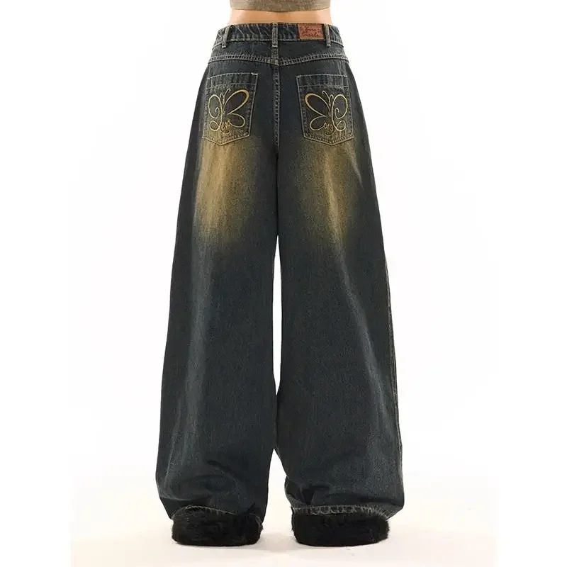 Vintage Rivet Streetwear Hippop Loose Y2k Jeans Women High Street Punk Casual Wide Leg Pants Aesthetic Grunge Pantalones Mujer
Vintage Rivet Streetwear Hippop Loose Y2k Jeans Women High Street Punk Casual Wide Leg Pants Aesthetic Grunge Pantalones Mujer