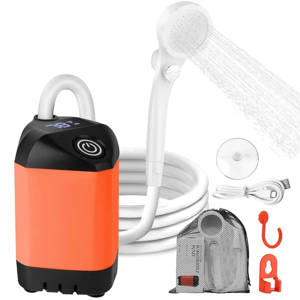 Free Shipping-Portable Camping Shower with 7800mAh Battery - 3 Spray Modes, IPX7 Waterproof & Powerful Suction for Indoor, Campi
Free Shipping-Portable Camping Shower with 7800mAh Battery - 3 Spray Modes, IPX7 Waterproof & Powerful Suction for Indoor, Campi