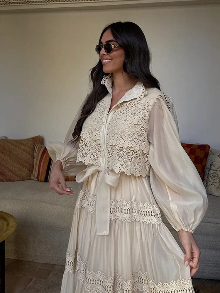 Женское длинное платье с вырезами, рукавами-фонариками, шнуровкой, жемчугом и однобортной застежкой, весна-лето, однотонное, 2026
Женское длинное платье с вырезами, рукавами-фонариками, шнуровкой, жемчугом и однобортной застежкой, весна-лето, однотонное, 2026