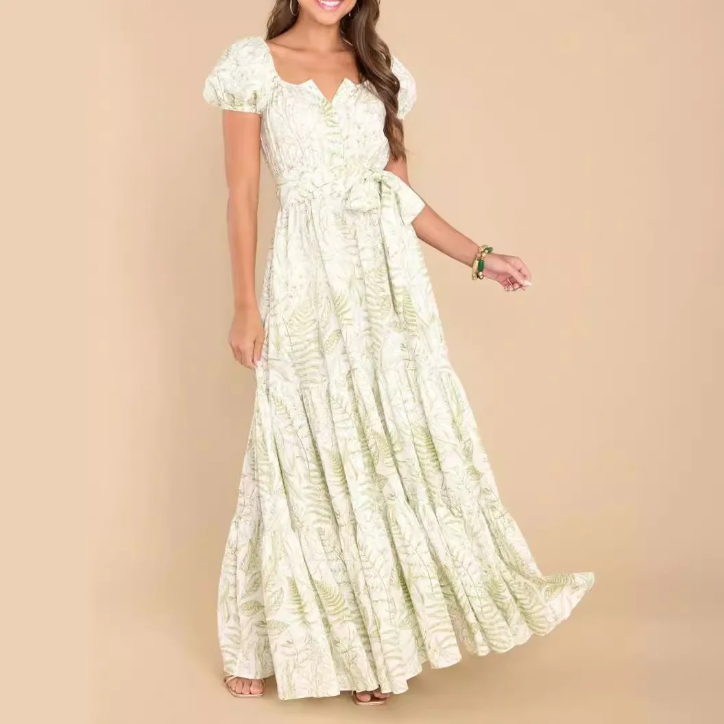 2024 Spring/Summer New Print Pocket Bubble Sleeve Lace Up Elegant Long Dress For Women
2024 Spring/Summer New Print Pocket Bubble Sleeve Lace Up Elegant Long Dress For Women