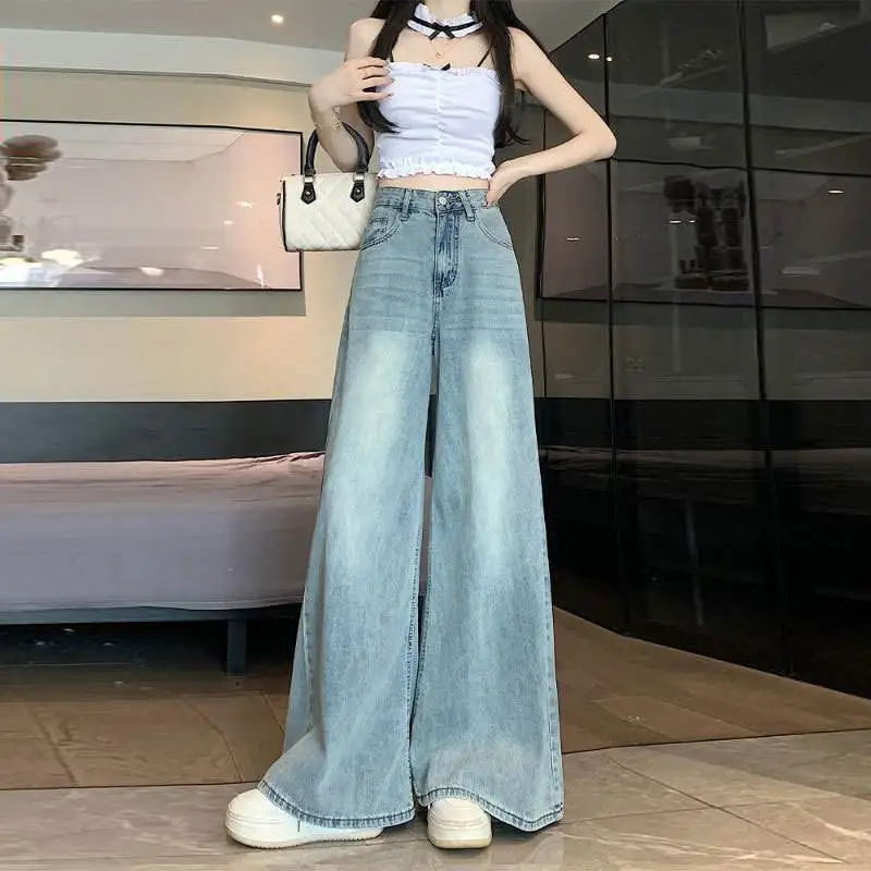 Slimming High Waist Bell Bottom Jeans Women's Loose Wide Leg Summer Thin Denim Pants Taller Visual Effect Commute Style
Slimming High Waist Bell Bottom Jeans Women's Loose Wide Leg Summer Thin Denim Pants Taller Visual Effect Commute Style