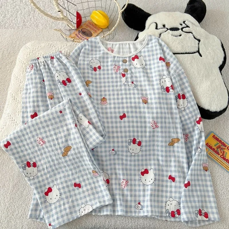 Sanrio Hello Kitty Cotton Pajamas 2 Piece Set Kawaii Cartoon Ladies Pyjamas Long Sleeve Pants Autumn Nightwear Student Home Suit
Sanrio Hello Kitty Cotton Pajamas 2 Piece Set Kawaii Cartoon Ladies Pyjamas Long Sleeve Pants Autumn Nightwear Student Home Suit