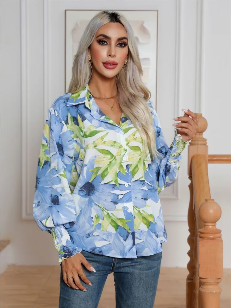 Autumn Winter New Women's Fashion Plant Flower Printed Lantern Sleeve Shirt Long Sleeve Single Breasted Shirt Women's Wear
Autumn Winter New Women's Fashion Plant Flower Printed Lantern Sleeve Shirt Long Sleeve Single Breasted Shirt Women's Wear