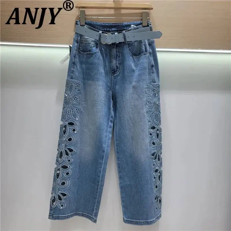 ANJY Spring Summer New Women Washed Retro Hollow Out Diamonds Straight Denim Pants Loose Trendy Embroidered Cropped Pants A24678
ANJY Spring Summer New Women Washed Retro Hollow Out Diamonds Straight Denim Pants Loose Trendy Embroidered Cropped Pants A24678