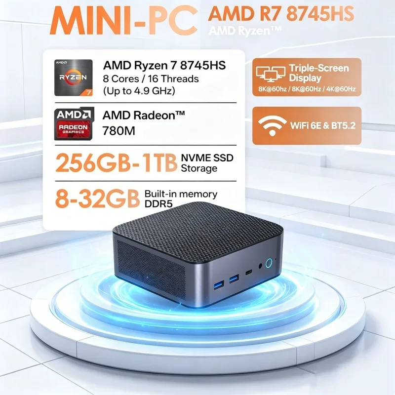Flitting Ryzen 7 8745HS Mini Server Computer Dual 2.5G Ethernet Port Dual DDR5 NVMe HD DP Type-C Multi Monitor Office PC
Flitting Ryzen 7 8745HS Mini Server Computer Dual 2.5G Ethernet Port Dual DDR5 NVMe HD DP Type-C Multi Monitor Office PC