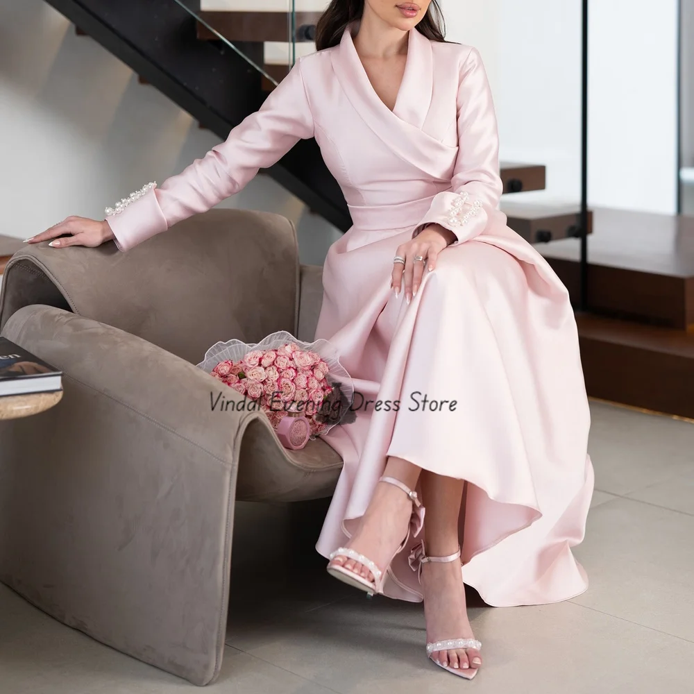Vindal Customized A-Line Pearls V-Neck Long Shoulder Ankle-Length Elegant Party Wedding Evening Gown Luxury Satin Ball Gown 2025
Vindal Customized A-Line Pearls V-Neck Long Shoulder Ankle-Length Elegant Party Wedding Evening Gown Luxury Satin Ball Gown 2025