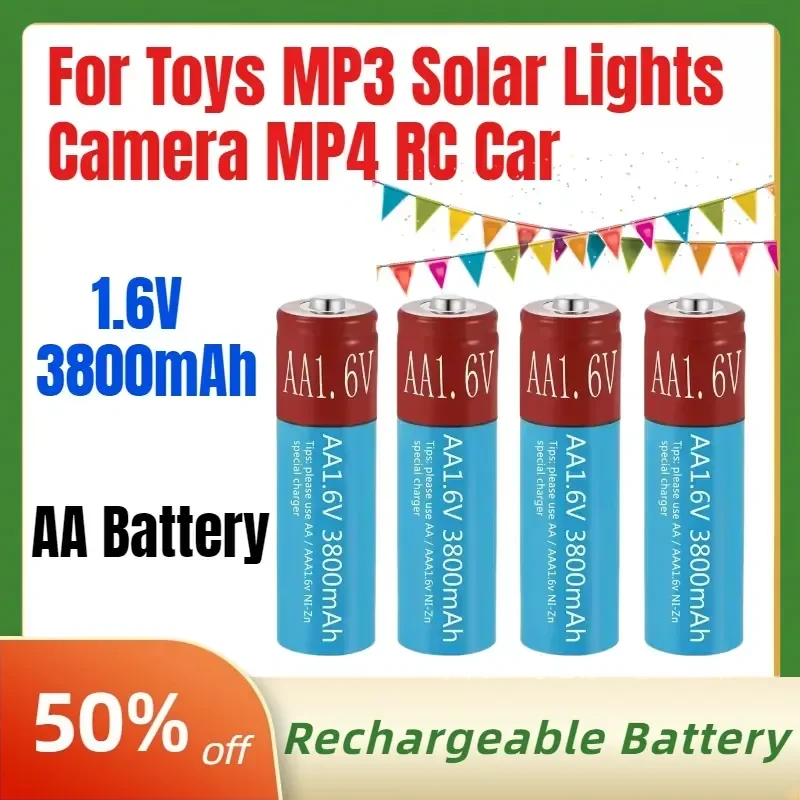 NEW 1.6V NiZn 3800mAh Rechargeable Battery 1.6V AA Battery for Toys MP3 Solar Lights Camera MP4 RC Car A-grade Battery Cell
NEW 1.6V NiZn 3800mAh Rechargeable Battery 1.6V AA Battery for Toys MP3 Solar Lights Camera MP4 RC Car A-grade Battery Cell