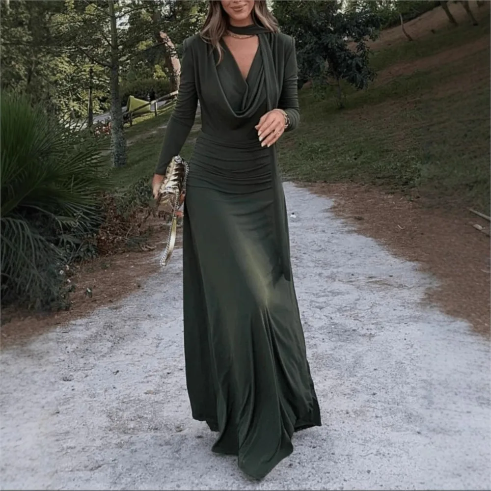 Autumn Temperament Evening Dress Dresses For Woman Party Wedding Vestido French Simple Style Pendant Pleated V-link Long Sleeves
Autumn Temperament Evening Dress Dresses For Woman Party Wedding Vestido French Simple Style Pendant Pleated V-link Long Sleeves
