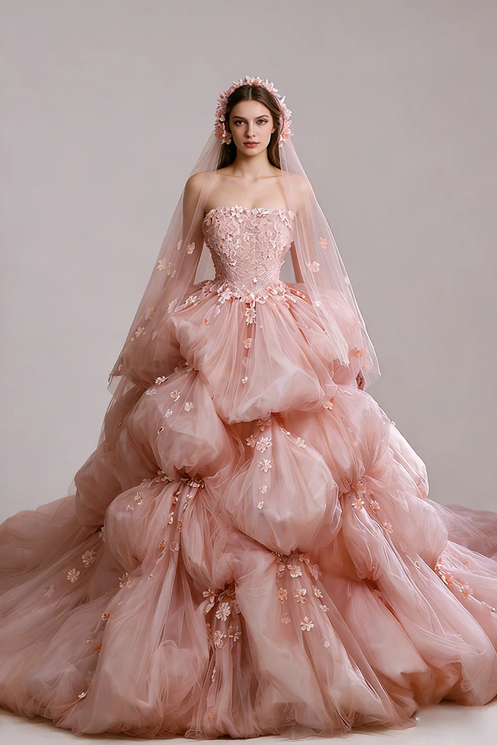 L&P DQL Studio Luxury Wedding Dress Court Train Bridal Gowns Strapless Lace-up Back Layers Tulle Flowers
L&P DQL Studio Luxury Wedding Dress Court Train Bridal Gowns Strapless Lace-up Back Layers Tulle Flowers